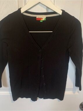Classic Black V-Neck Button Cardigan Sweater